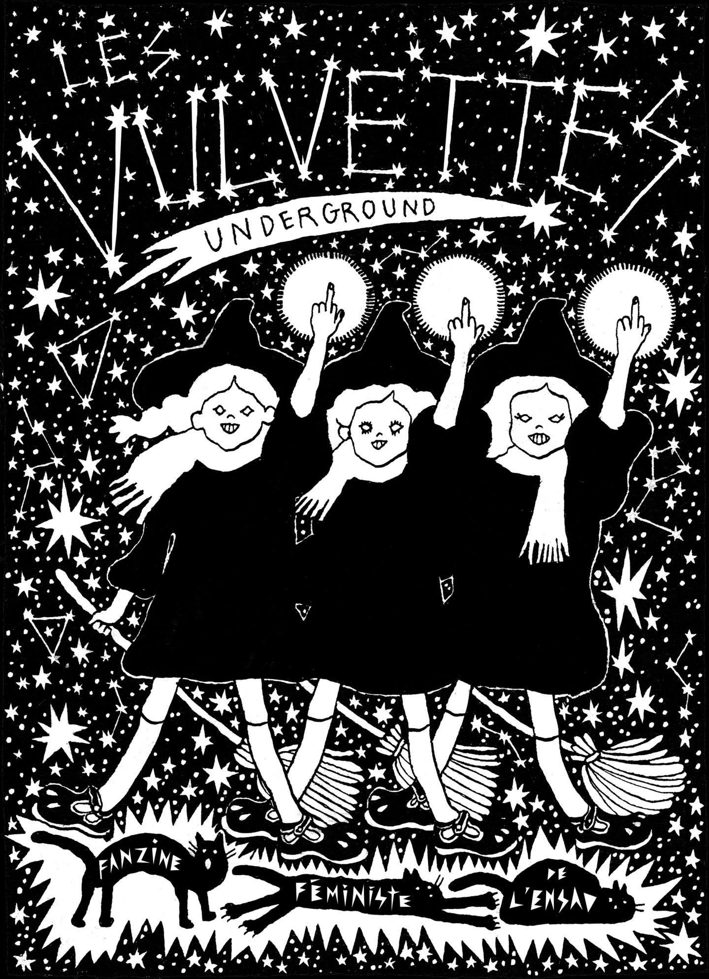 Couverture du premier numéro du fanzine Les Vulvettes underground, fondé par Bérénice Motais de Narbonne, 2016.