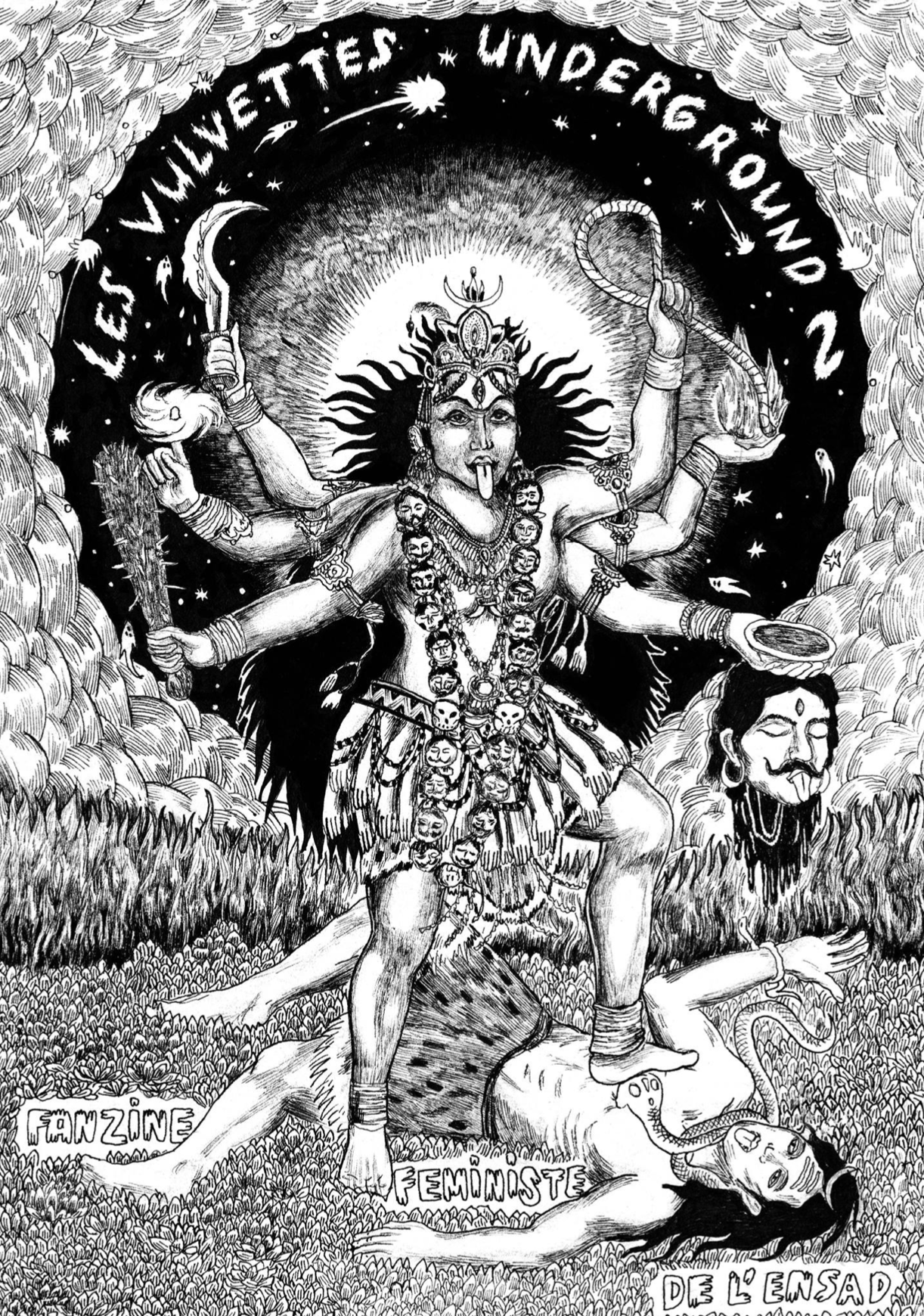 Double page extraite du second numéro du fanzine Les Vulvettes underground, fondé par Bérénice Motais de Narbonne, 2017.